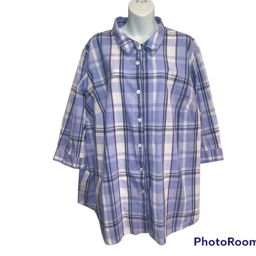 Woman Within Plaid shirt. Size 26/28